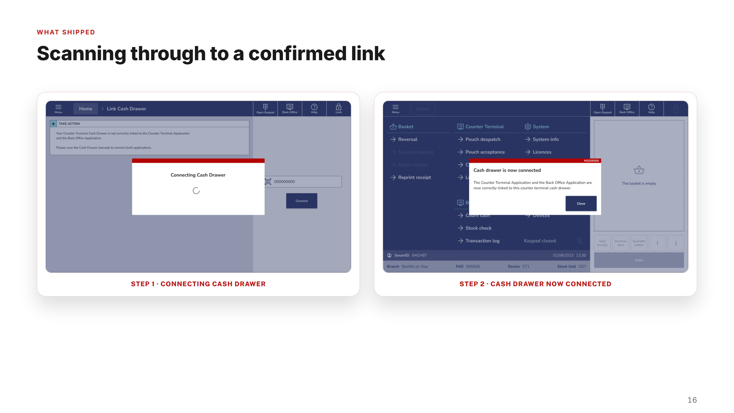 Screens — Connecting & Connected
