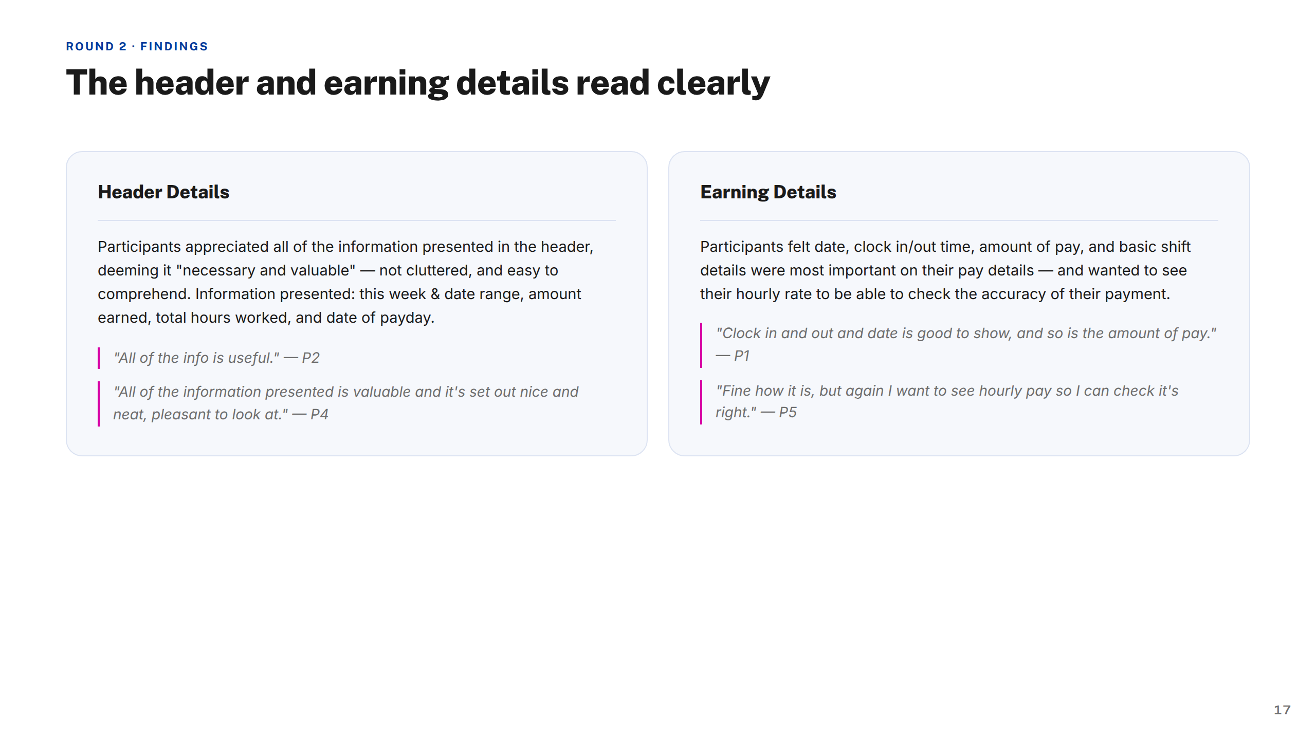 Unmoderated — Findings: Header Earning