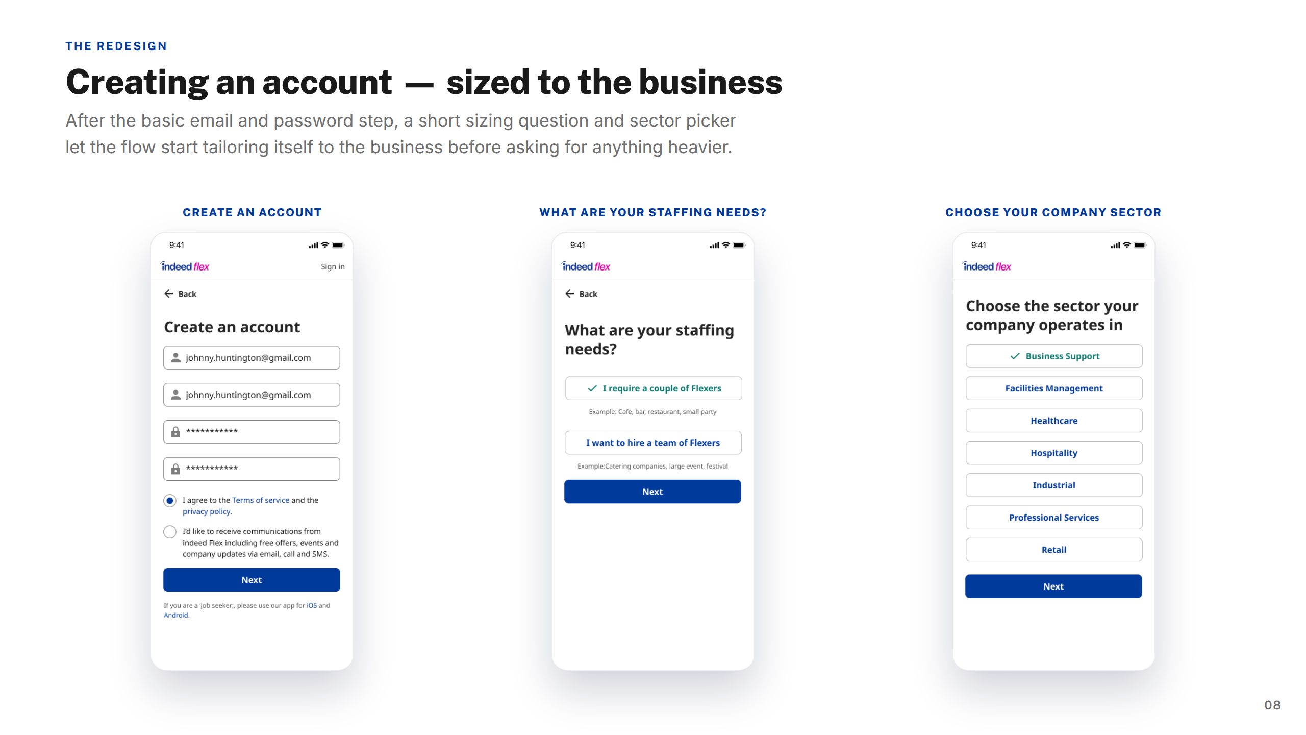 Screens — Creating Account
