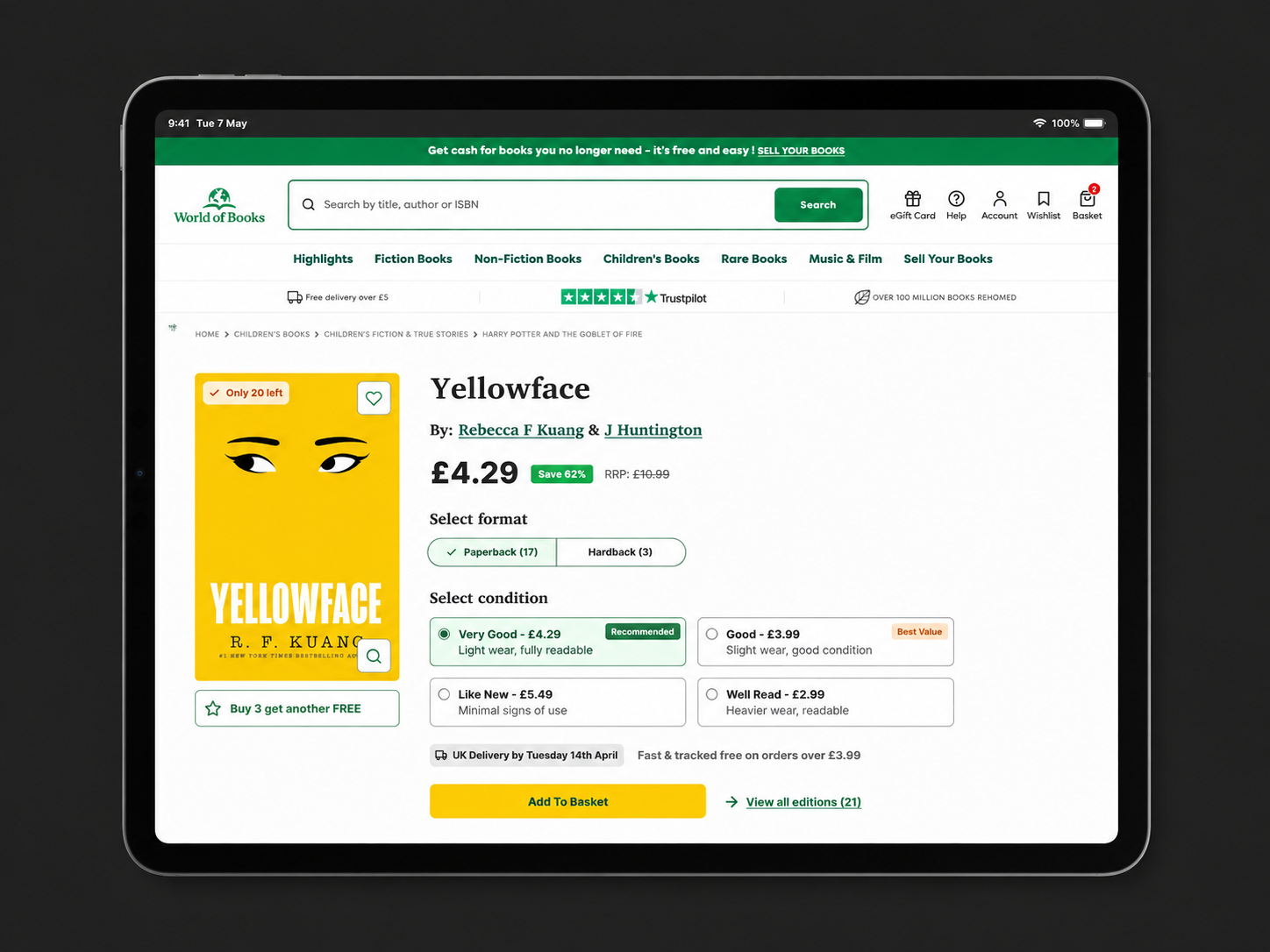 World of Books product page